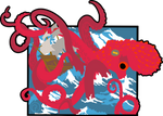 Hand drawn kraken artwork for embroidered morale patch