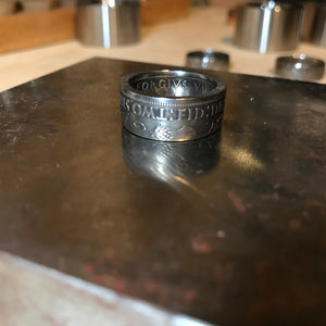 Two UK shilling Silver coin ring